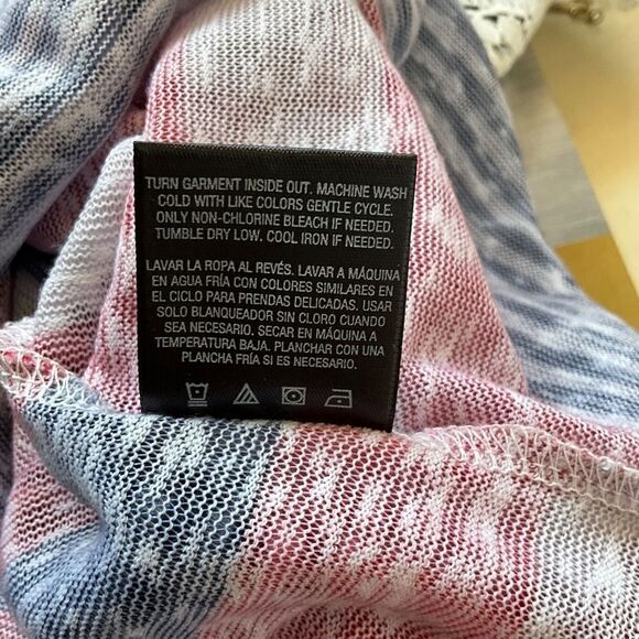 JOE Boxer Woman's Knit Shirt Size XL Red White Blue Striped Lace Tie Front - Picture 15 of 15